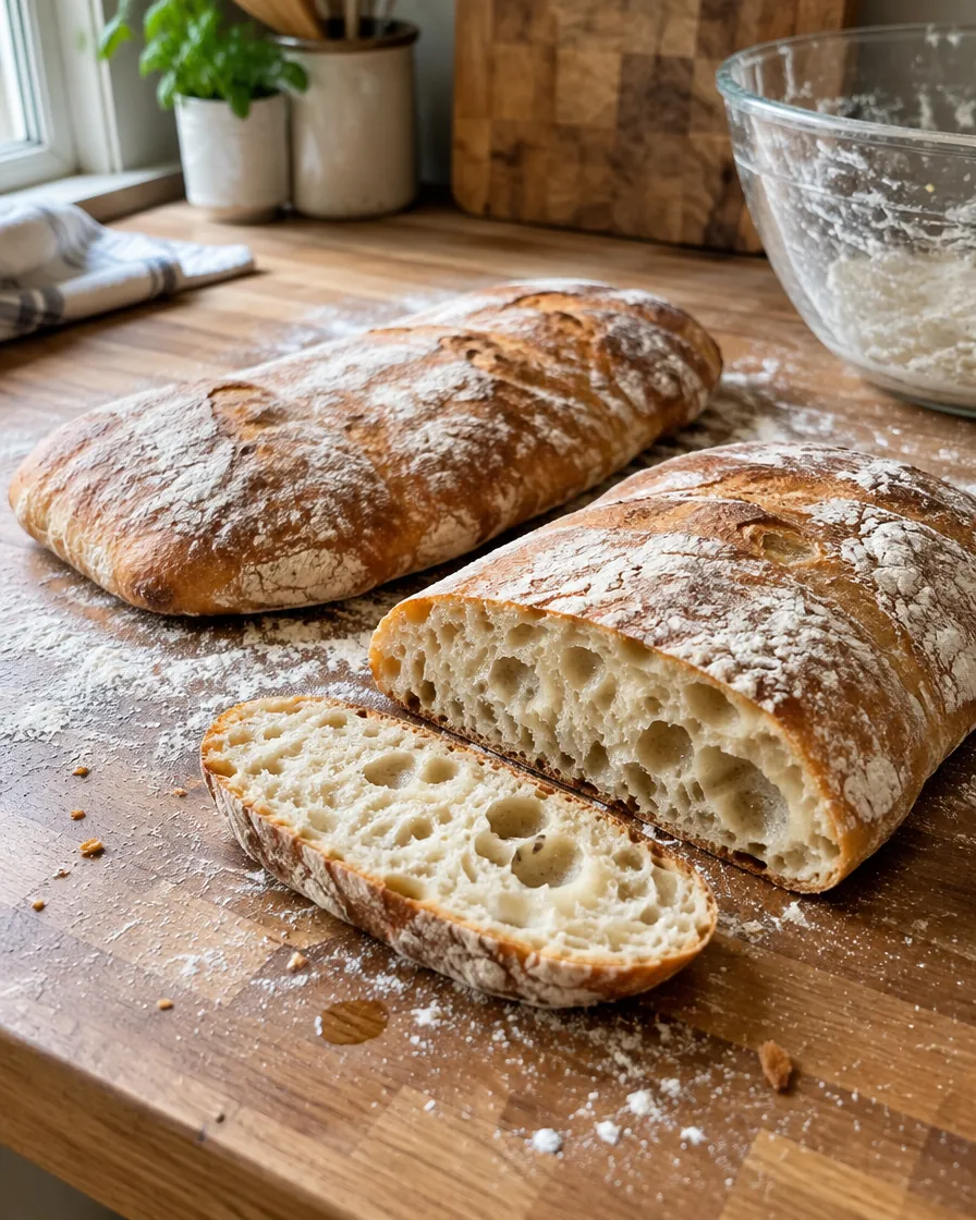 Airy Homemade Ciabatta Rolls and Loaves