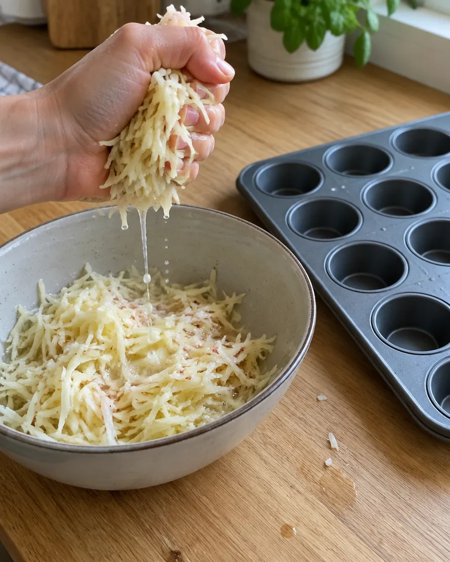 Step 4: Squeeze out as much water as you can, a handful at a time.