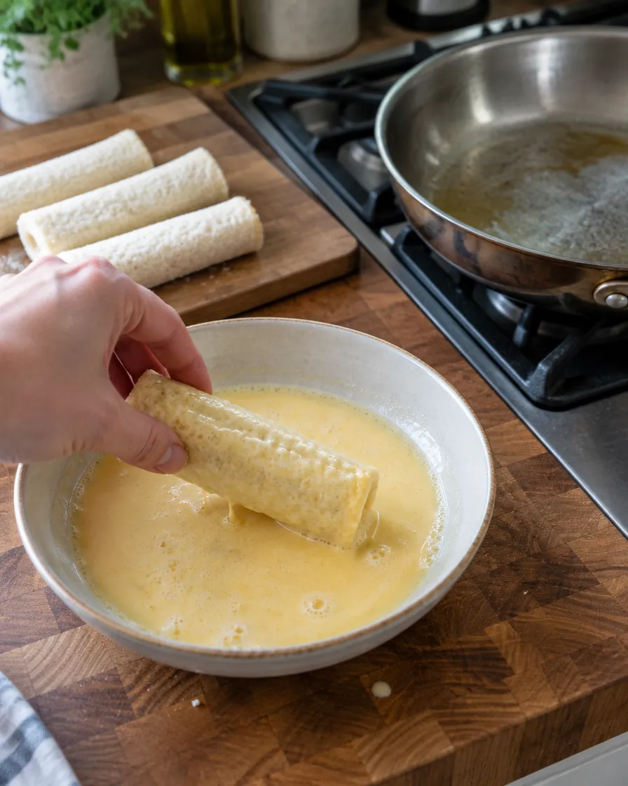 Step 5: Working in 2 batches, roll the bread sticks quickly through 