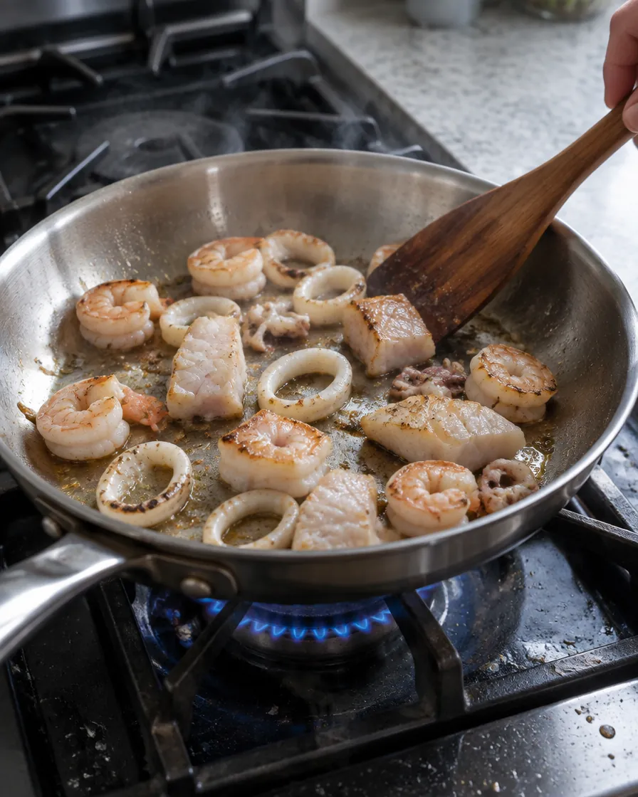 Step 3: Heat 1 tbsp of the oil in a skillet over very high heat and 