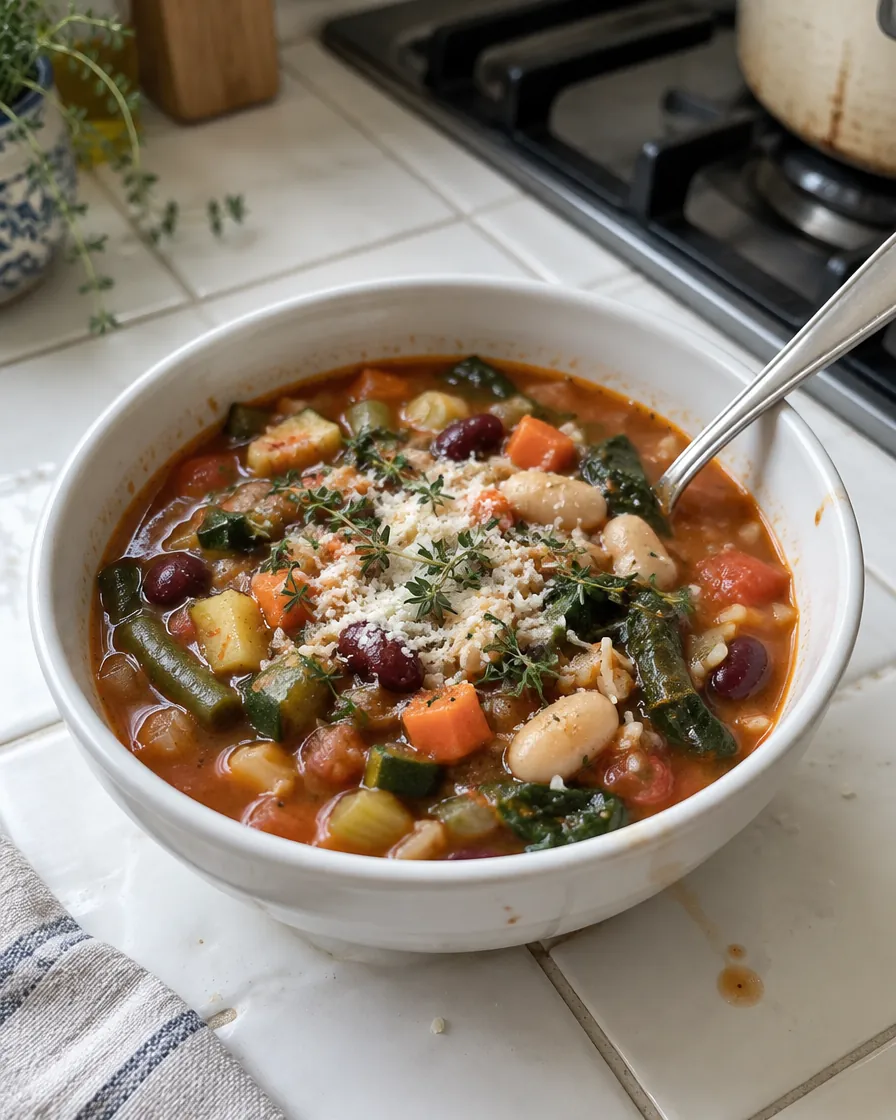 Hearty Three-Bean Minestrone with Spinach