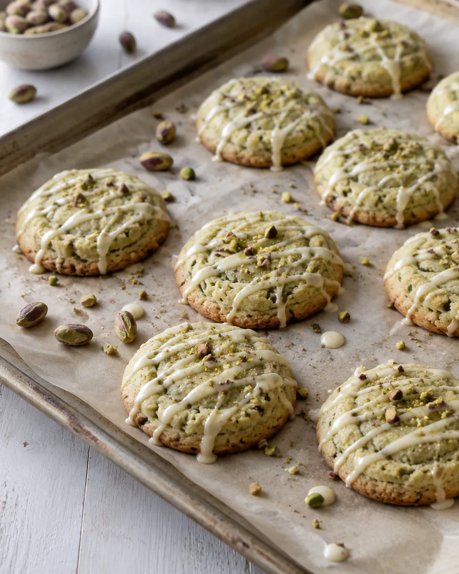 Pistachio Butter Cookies with Brown Butter Icing