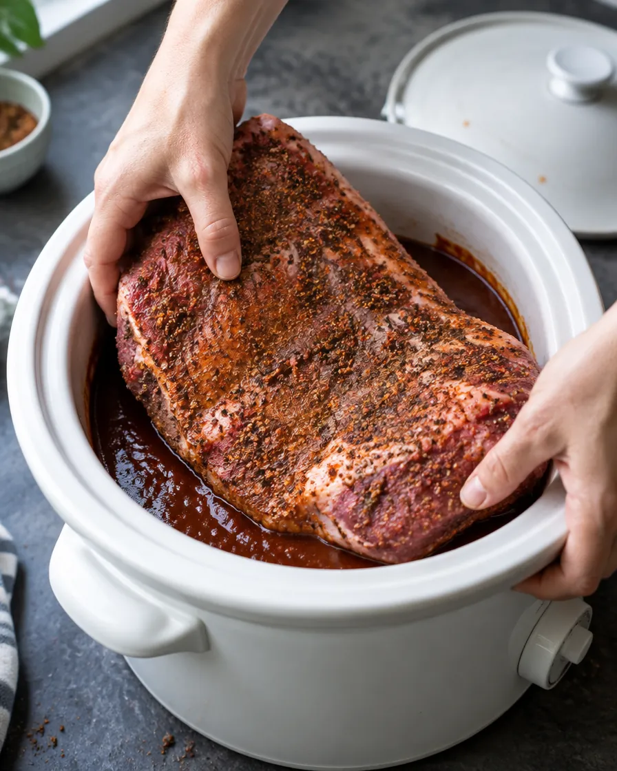 Step 2: Stir the BBQ sauce ingredients together in the slow cooker b